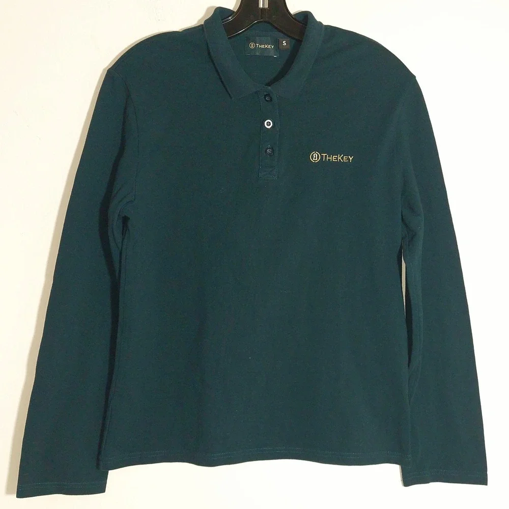 The Key Women's Long Sleeve Polo Shirt Collared Top Forest Green Size S EUC - Picture 5 of 10